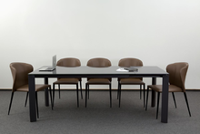 Комплект Concepto стол GLOSS GREY GLASS + стулья ARTHUR (кожа)(цвет любой)