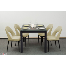 Комплект Concepto стол MATT GREY GLASS + стулья TOLEDO (экокожа или ткань) (цвет айвори)